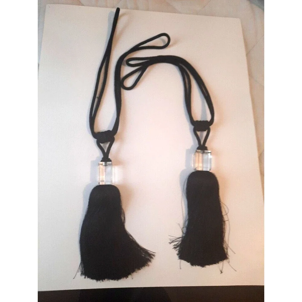 Black Tassels/ Tie Backs acrylic square Accent (Set Of Two)